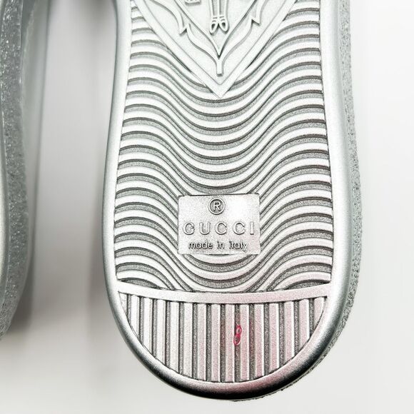 Gucci New GG Ace Silver Sneakers Interlocking G Trainers US Men’s Size 9 - Picture 10 of 12